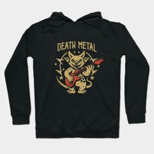 Death Metal Satanic Baphomet Cat playing guitar Hoodie